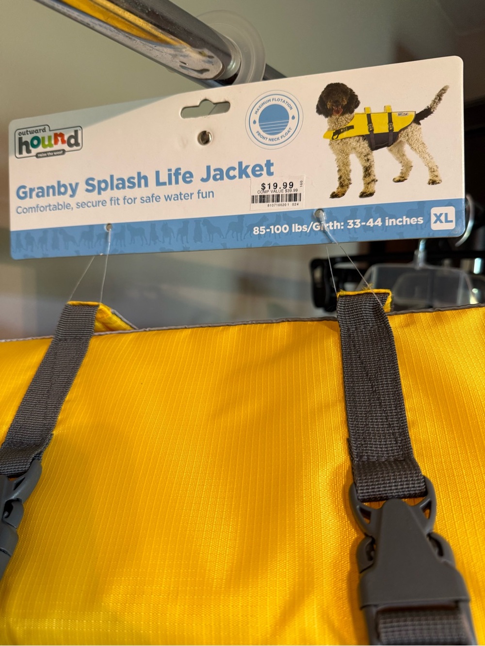 Outward Hound Bright Yellow Dog Life Vest with Black Trim